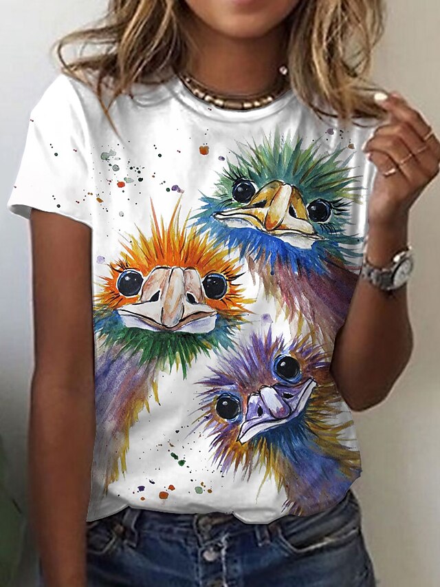 Womens Clothing Womens Tops | Womens Daily Weekend 3D Printed Painting T shirt Tee 3D Animal Short Sleeve Print Round Neck Basic