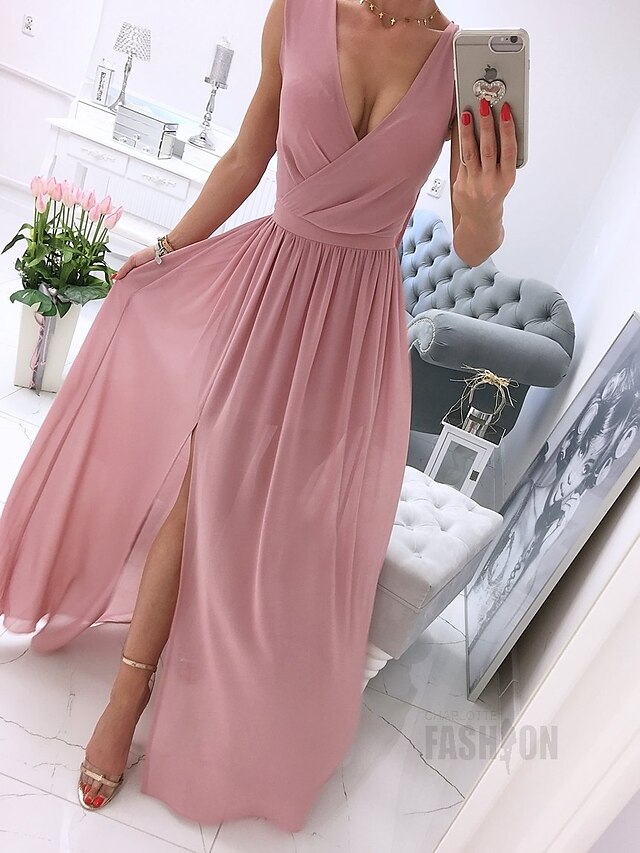 Womens Clothing Womens Dresses | Womens Swing Dress Maxi long Dress Leather Pink White Light Green Violet Apricot Sleeveless Pur