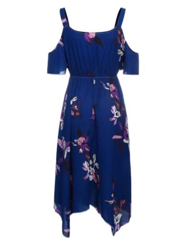 Womens Clothing Plus Size Collection | Womens Plus Size Swing Dress Floral V Neck Half Sleeve Spring Summer Fashion Maxi long Dr