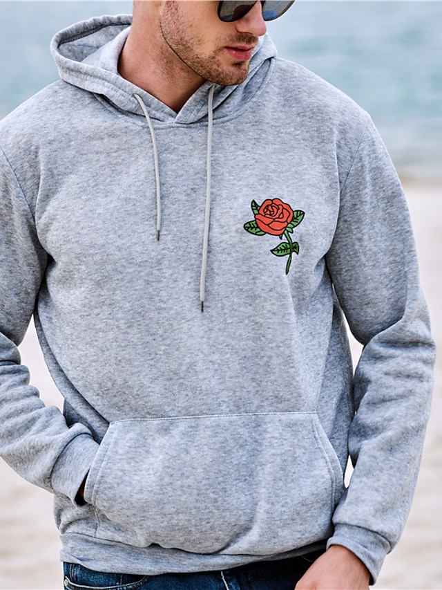 Mens Clothing Mens Hoodies & Sweatshirts | Mens Unisex Plus Size Pullover Hoodie Sweatshirt Floral Hooded Casual Daily Hot Stamp