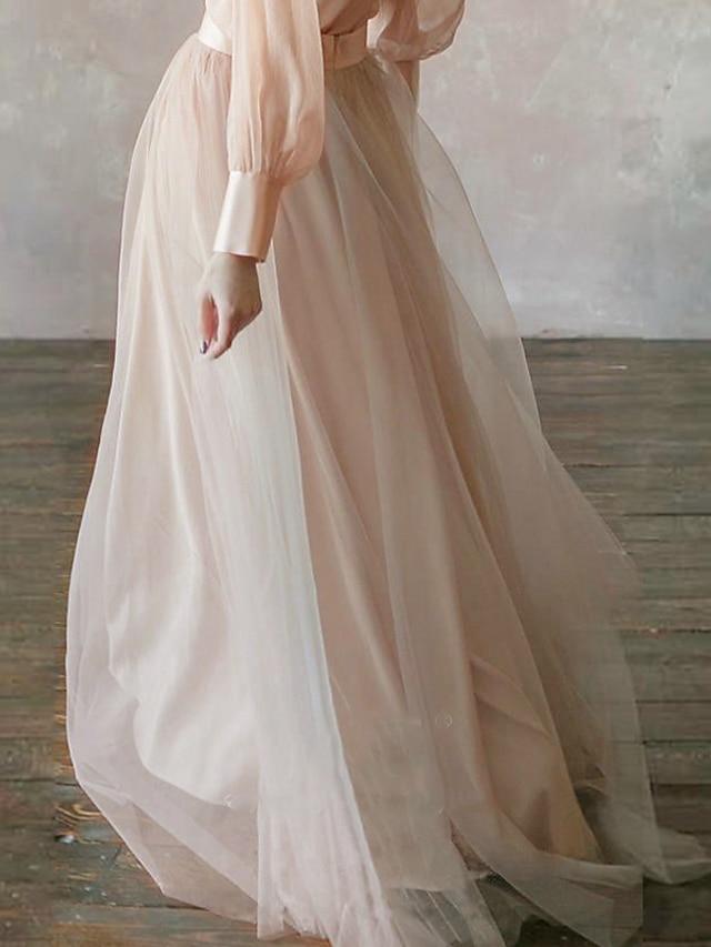 Vestido imperio de chiffon con hombros descubiertos y bolsillos Terracota Tallas Grandes