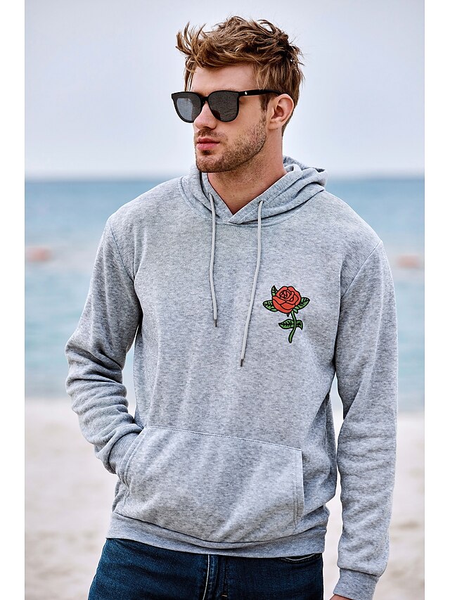 Mens Clothing Mens Hoodies & Sweatshirts | Mens Unisex Plus Size Pullover Hoodie Sweatshirt Floral Hooded Casual Daily Hot Stamp