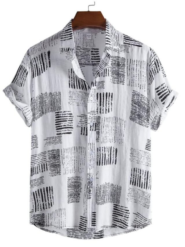 Mens Clothing Mens Shirts | Mens Shirt Graphic Prints Stand Collar Casual Daily Button-Down Short Sleeve Tops Lightweight Casual