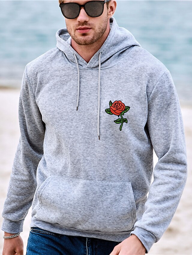 Mens Clothing Mens Hoodies & Sweatshirts | Mens Unisex Plus Size Pullover Hoodie Sweatshirt Floral Hooded Casual Daily Hot Stamp