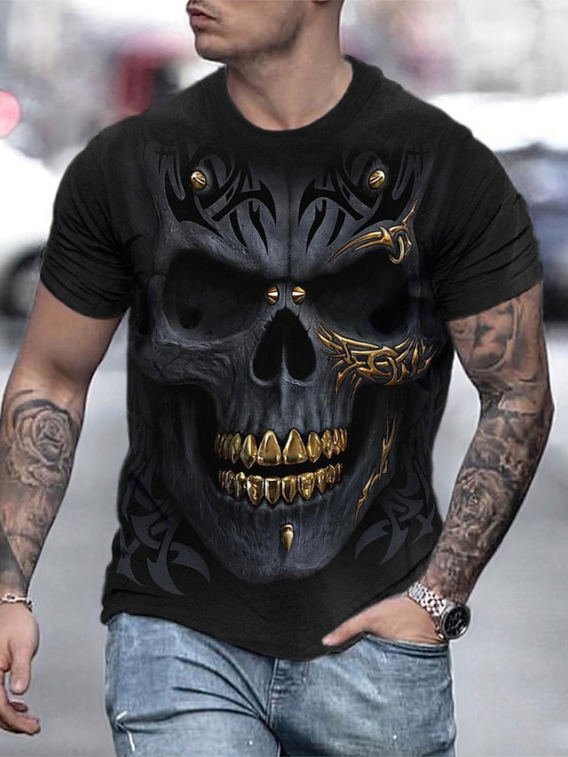 Men's Tee T shirt Shirt 3D Print Graphic Prints Skull Round Neck Daily ...