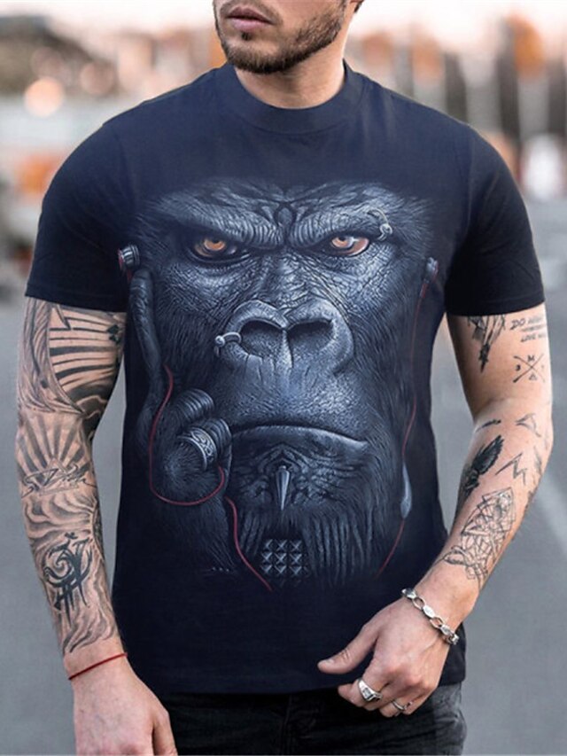 Mens Clothing Mens Tees & Tank Tops | Mens Tee T shirt Tee Shirt 3D Print Graphic Prints Orangutan Round Neck Daily Holiday Prin