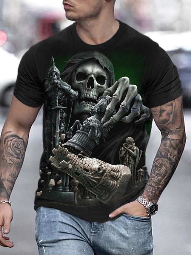 Men's Tee T shirt Shirt 3D Print Graphic Prints Skull Round Neck Daily ...