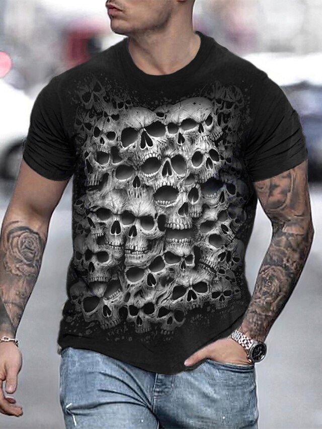 Men's Tee T shirt Shirt 3D Print Graphic Prints Skull Round Neck Daily ...