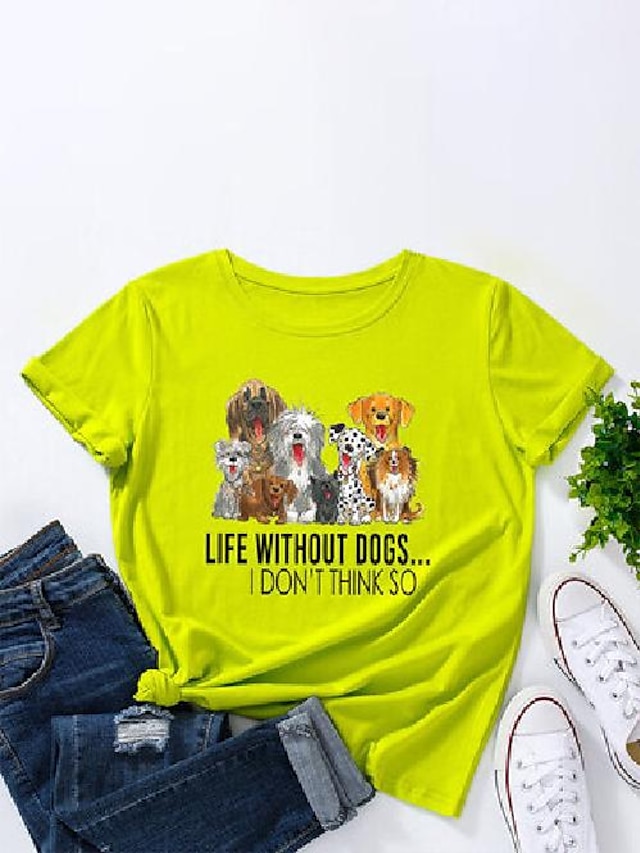  bokstaver tegneserie hund utskrift t-skjorte