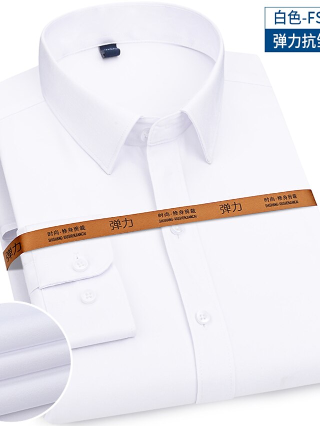  Men's Shirt Dress Shirt Solid Colored Classic Collar White Black Yellow Rosy Pink Light Blue Long Sleeve Plus Size Daily Work Slim Tops Business Casual / Spring / Fall