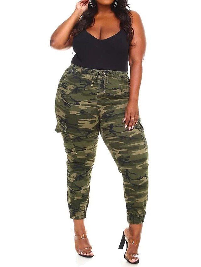 Womens Clothing Plus Size Collection | Womens Plus Size Jogger Pants Print Camouflage Sporty Daily Vacation Natural Full Length 