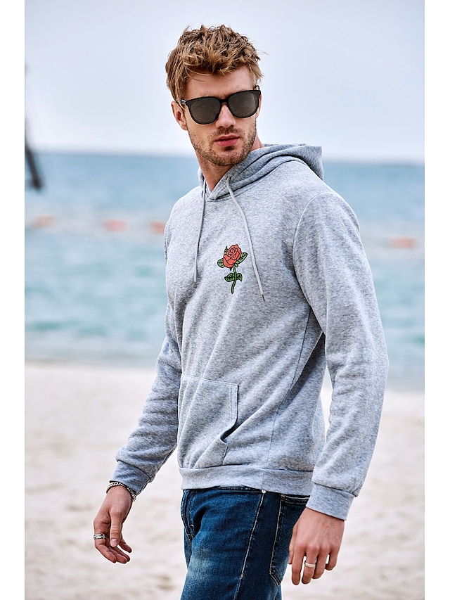 Mens Clothing Mens Hoodies & Sweatshirts | Mens Unisex Plus Size Pullover Hoodie Sweatshirt Floral Hooded Casual Daily Hot Stamp