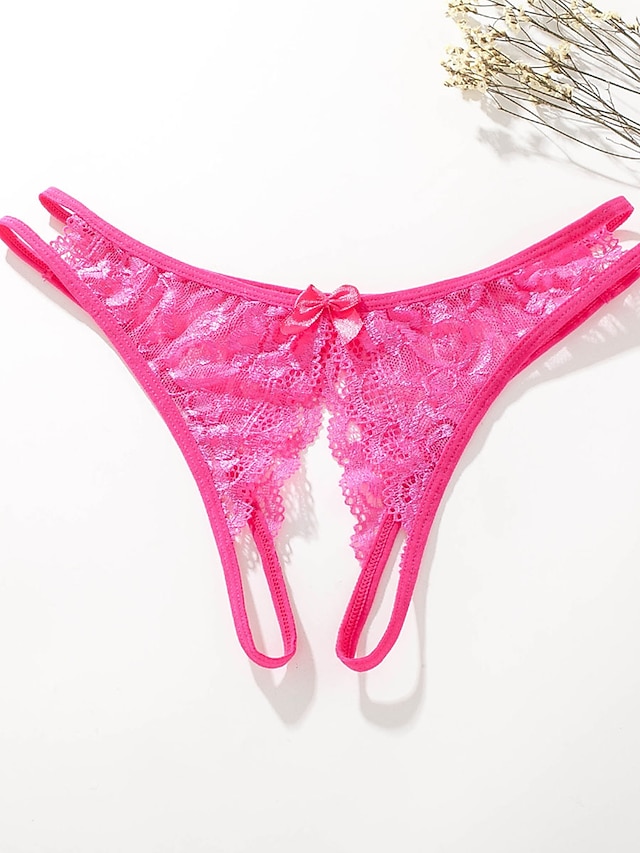  Women's Lace G-strings & Thongs Panties Micro-elastic Low Waist Nylon 1 PC Blue One-Size