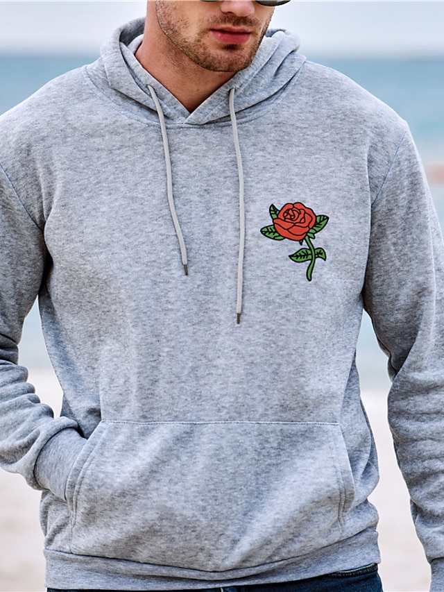 Mens Clothing Mens Hoodies & Sweatshirts | Mens Unisex Plus Size Pullover Hoodie Sweatshirt Floral Hooded Casual Daily Hot Stamp