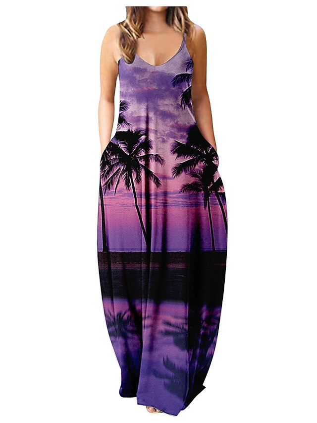 Vestido Largo Con Tirantes De Moda Con Estampado Tie-dye Vestido Largo Con Tirantes De Moda Con Estampado Tie-dye