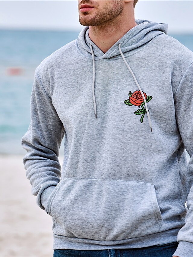 Mens Clothing Mens Hoodies & Sweatshirts | Mens Unisex Plus Size Pullover Hoodie Sweatshirt Floral Hooded Casual Daily Hot Stamp