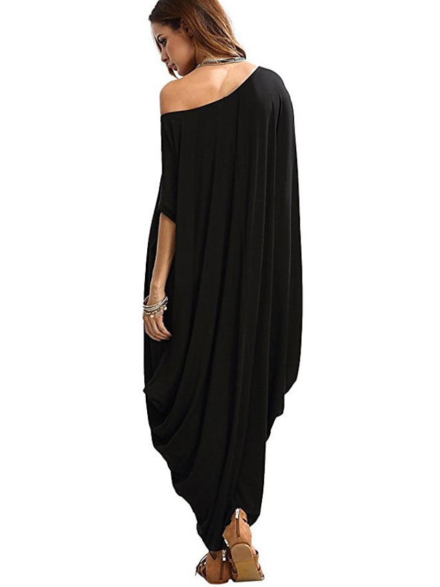 Womens Clothing Womens Dresses | Womens Kaftan Dress Maxi long Dress Green Black Wine Half Sleeve Solid Color Summer Romantic Vi