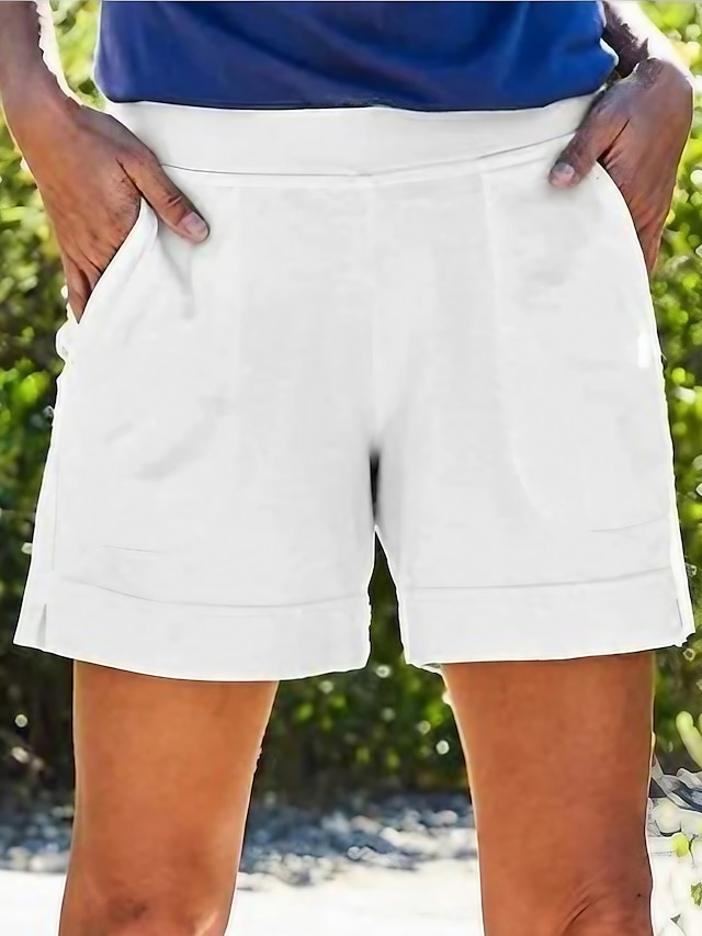 Women's Casual Casual / Sporty Wide Leg Shorts Bermuda shorts Short Pants Plain Mid Waist Loose White Black Pink Grey S M L XL XXL