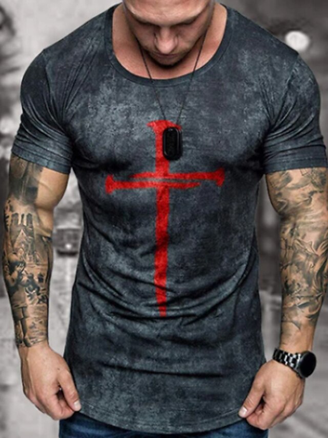 Mens Clothing Mens Tees & Tank Tops | Mens Tee T shirt Tee Shirt 3D Print Graphic Cross Plus Size Crew Neck Casual Daily Short S