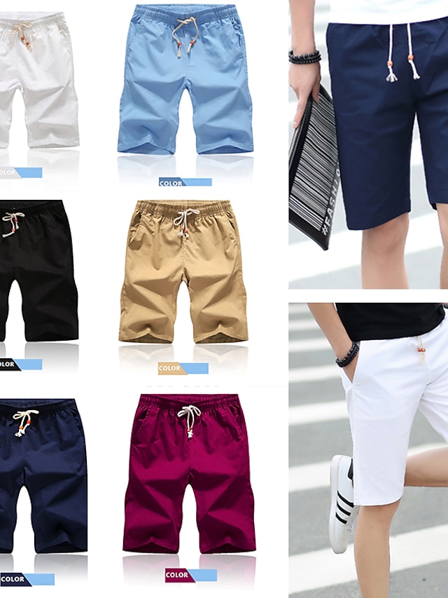 Mens Clothing Mens Bottoms | Mens Streetwear Chino Shorts Sporty Knee Length Pants Casual Daily Micro-elastic Solid Colored Soli