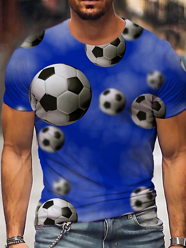 3D Printed T-Shirts Football Ball Short Sleeve Tops Tees 