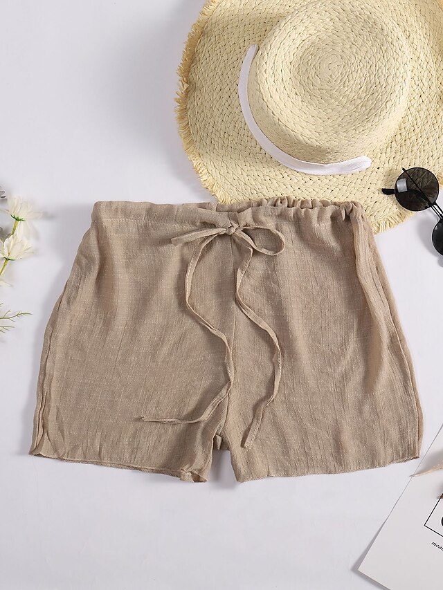 Womens Clothing Womens Bottoms | Womens Fashion Shorts Drawstring Short Pants Casual Weekend Micro-elastic Plain Comfort Mid Wai