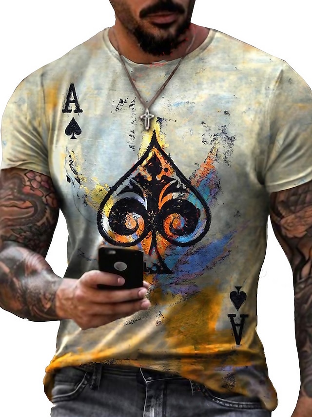  Men's Plus Size Shirt Big and Tall Graphic Round Neck Print Short Sleeve Summer Designer Casual Big and Tall Daily Holiday Tops