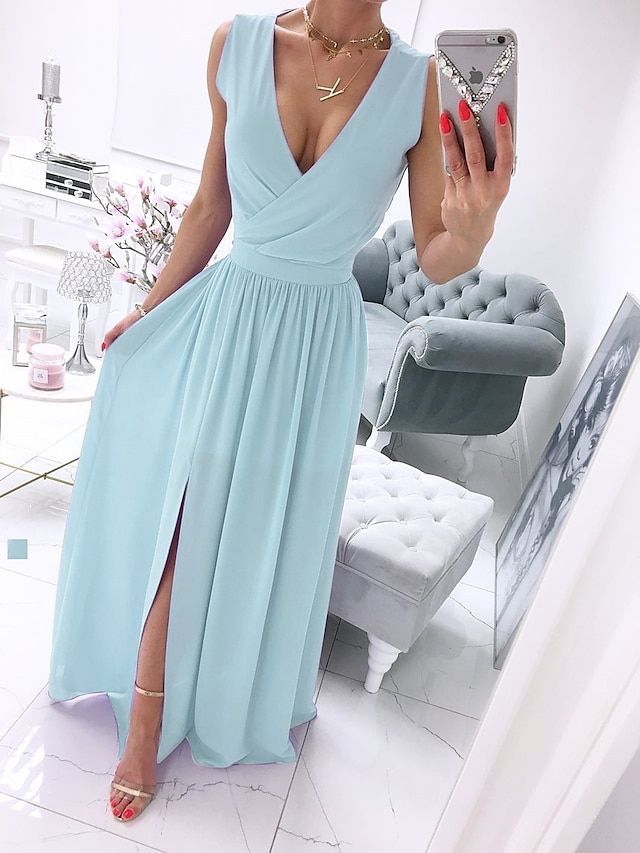 Womens Clothing Womens Dresses | Womens Swing Dress Maxi long Dress Leather Pink White Light Green Violet Apricot Sleeveless Pur