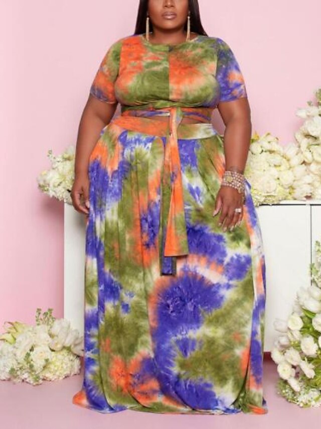 plus size tie dye dress with sleeves