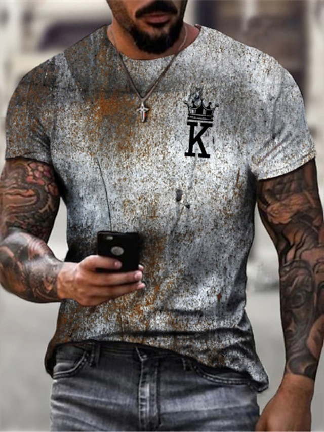 King'S T-Shirt Mens Graphic Casual 3D | Green Summer Cotton Letter ...