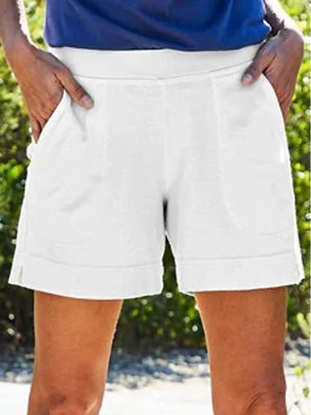 Womens Clothing Womens Bottoms | Womens Basic Casual Shorts Bermuda shorts Split Pocket Elastic Waist Short Pants Daily Weekend 