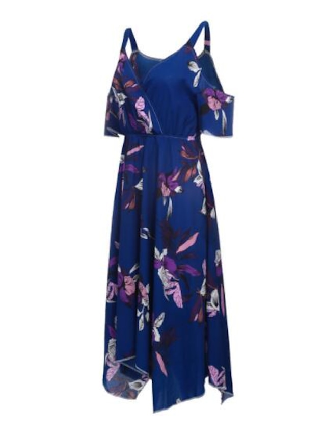 Womens Clothing Plus Size Collection | Womens Plus Size Swing Dress Floral V Neck Half Sleeve Spring Summer Fashion Maxi long Dr