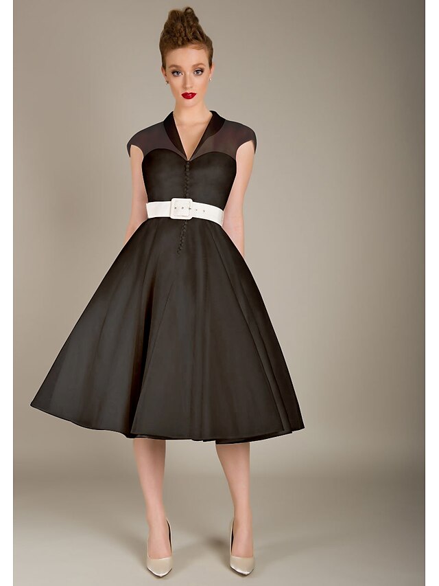 A-Line Cocktail Dresses 1950s Dress Valentine's Day Wedding Guest Knee ...