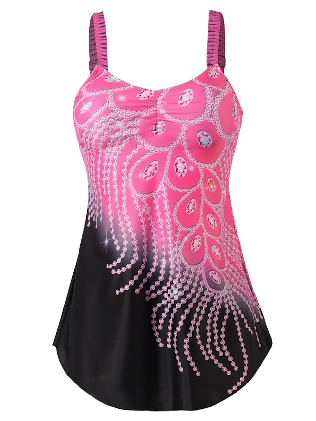 Women's Swimwear Tankini 2 Piece Plus Size Swimsuit Push Up Slim Floral ...