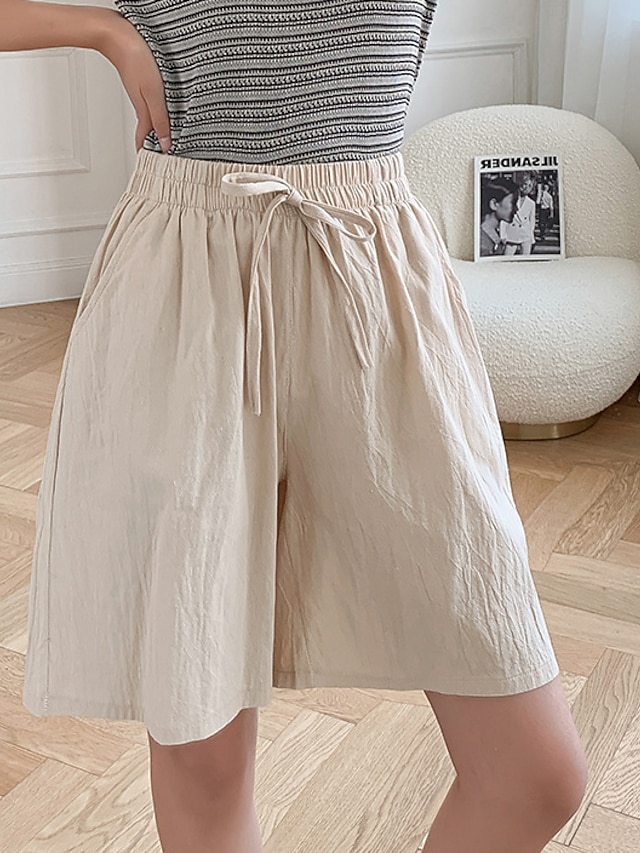 Womens Clothing Womens Bottoms | Womens Basic Casual / Sporty Wide Leg Shorts Bermuda shorts Pocket Elastic Drawstring Design Sh