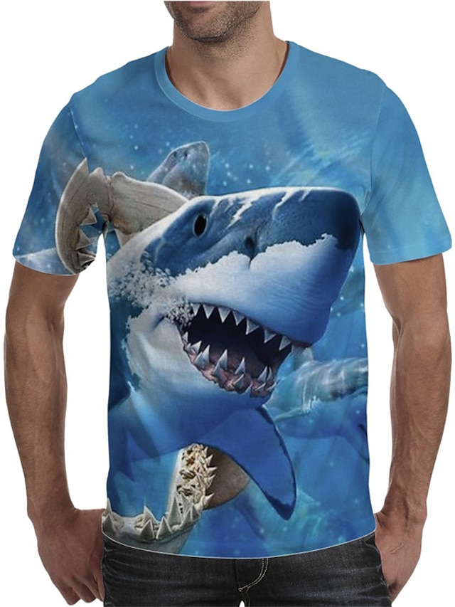  Pánské Košile Tričko Trička Legrační trička Grafika Zvíře Žralok Tričkový A B C D E 3D tisk Větší velikosti Ležérní Denní Krátký rukáv Oblečení Základní Designové Úzký střih Velký a vysoký