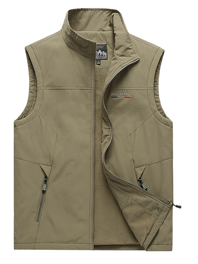  Men's Vest Gilet Fishing Vest Hiking Vest Sleeveless Vest Gilet Jacket Outdoor Street Daily Going out Streetwear Sporty Fall Winter Pocket Full Zip Polyester Windproof Warm Breathable Solid Color
