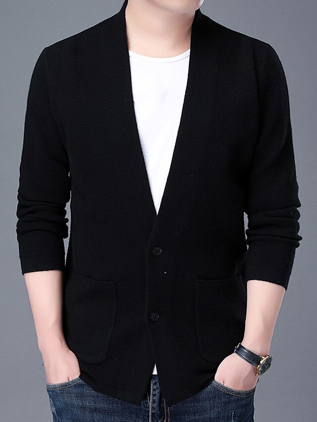 mens woolen knitting vintage stripe stand collar plaid liner cardigans