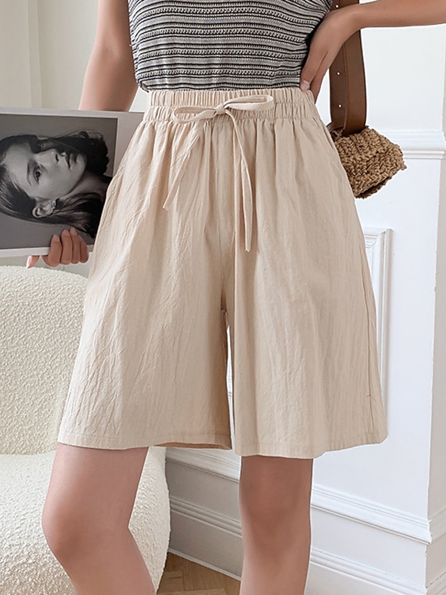 Womens Clothing Womens Bottoms | Womens Basic Casual / Sporty Wide Leg Shorts Bermuda shorts Pocket Elastic Drawstring Design Sh