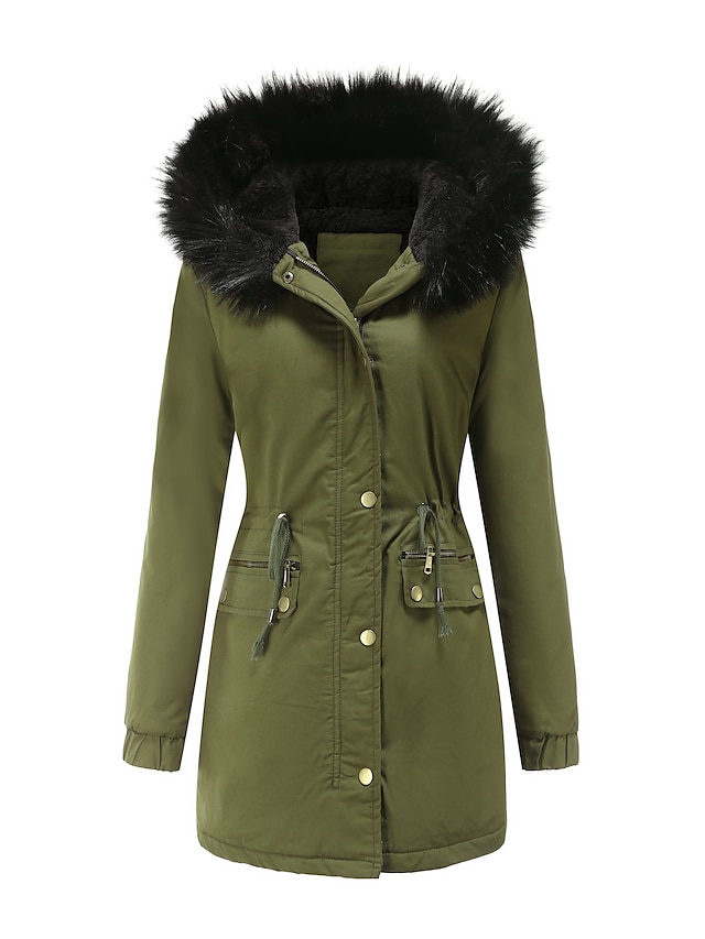 Women's Winter Coat Thicken Puffer Jacket Warm Parka with Faux Fur ...