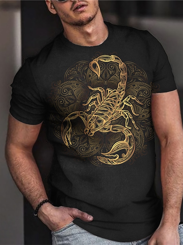  Men's Unisex Tee T shirt Tee Shirt 3D Print Graphic Prints Animal Crew Neck Daily Holiday Print Short Sleeve Tops Casual Designer Big and Tall Black / Summer
