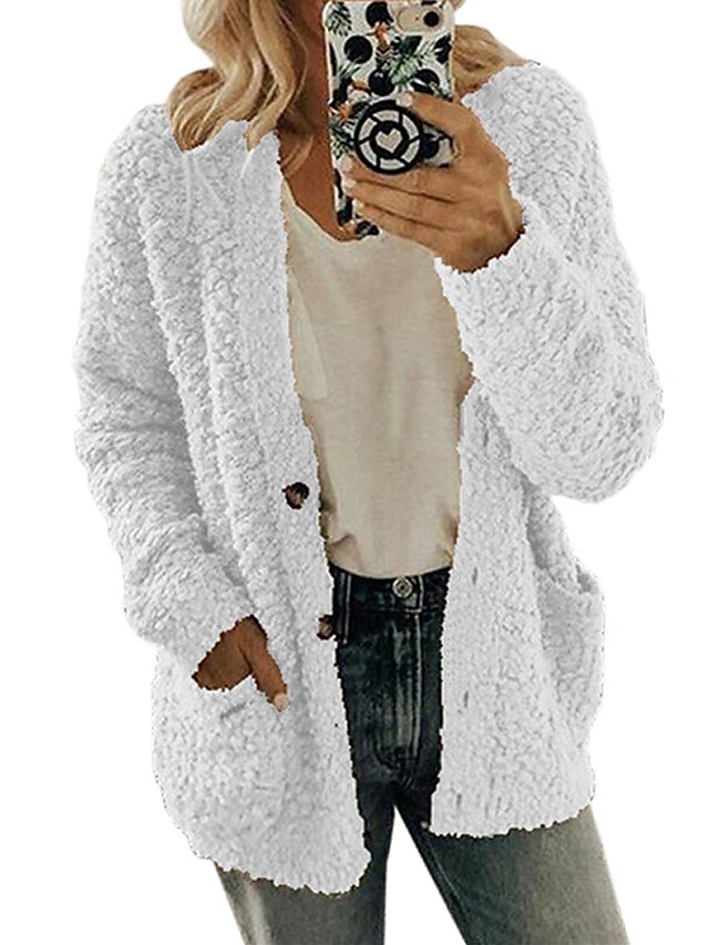 Womens Clothing Womens Outerwear | Womens Cardigan Jumper Knit Solid Color Open Front Casual Causal Daily Fall Spring White Blac