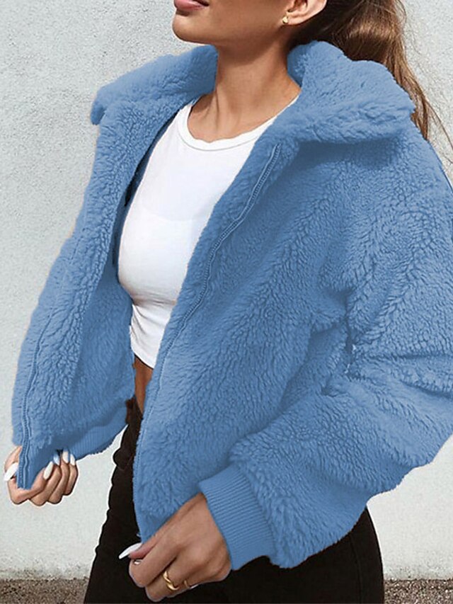 Womens Clothing Womens Outerwear | Womens Teddy Coat Sherpa jacket Fleece Jacket Daily Fall Winter Regular Coat Regular Fit Casu