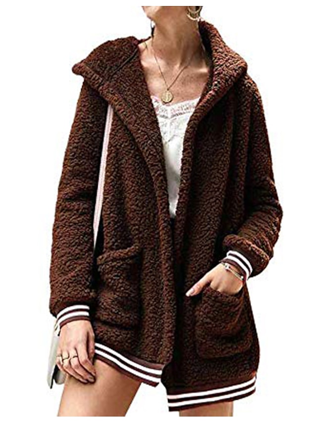 Oversized Jackets for Women,Womens Zip Up Fuzzy Fleece Hooded Jackets Casual Long Sleeve Warm Cardigan Coat with Pockets