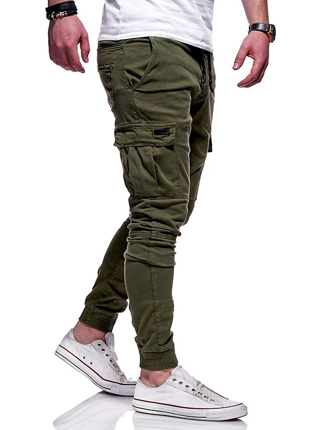 Mens Clothing Mens Bottoms | Mens Athletic Sports Active Chinos Pocket Multiple Pockets Full Length Pants Casual Daily Micro-ela