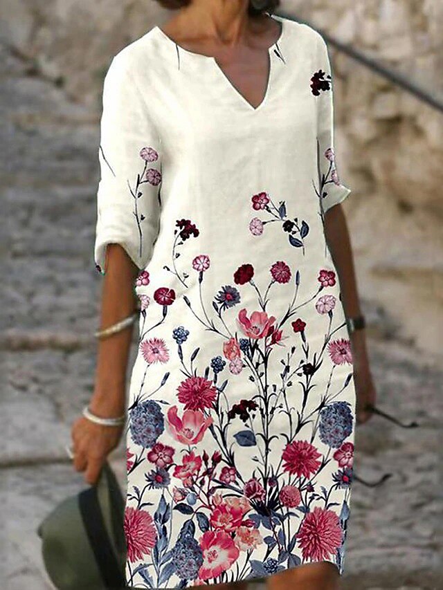 Women's Shift Dress Midi Dress Black White Royal Blue Half Sleeve