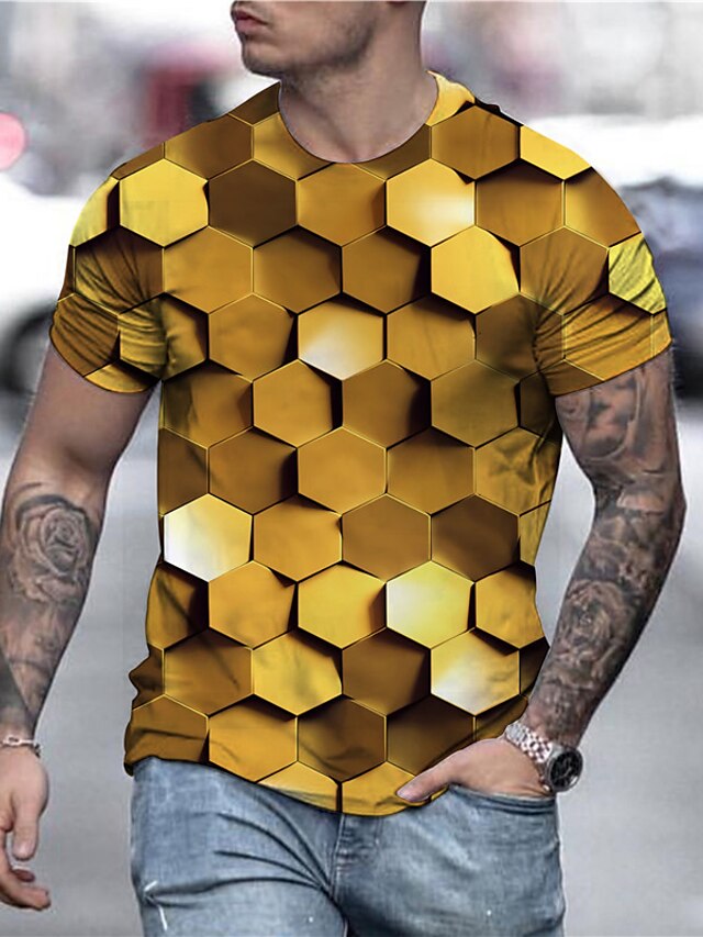 Mens Clothing Mens Tees & Tank Tops | Mens Unisex Tee T shirt Tee Shirt 3D Print Geometric Graphic Prints Crew Neck Daily Holida