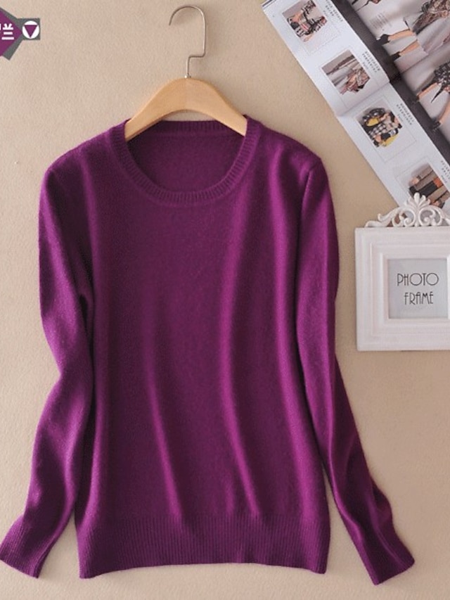 Womens Clothing Sweaters & Cardigans | Womens Pullover Sweater Solid Color Casual Long Sleeve Sweater Cardigans Round Neck Light