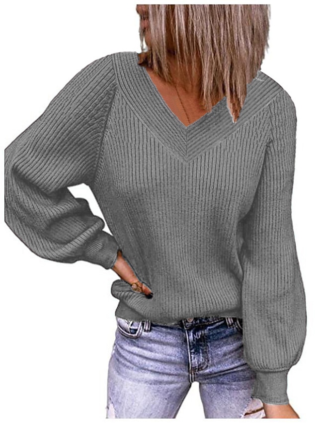 Womens Clothing Sweaters & Cardigans | Womens Pullover Sweater Jumper Knit Pure Color Solid Color V Neck Casual St. Patricks Day