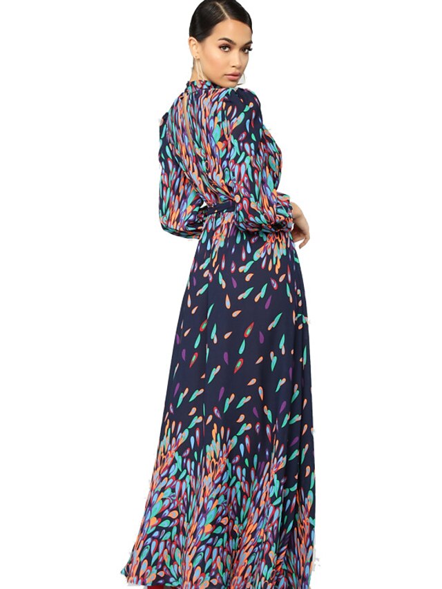 Womens Clothing Womens Dresses | Womens Swing Dress Maxi long Dress Purple Long Sleeve Dot Split Hollow Out Spring Summer Round 